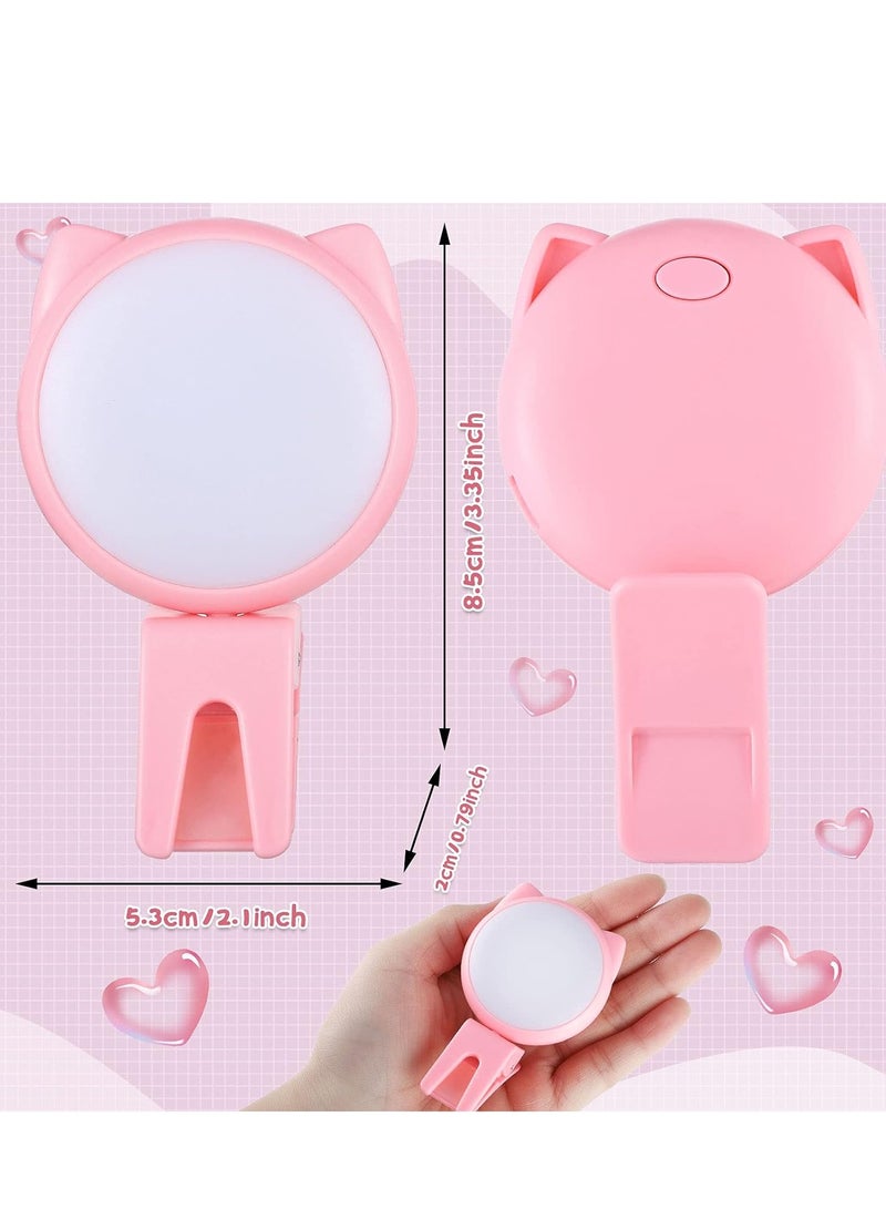 SYOSI Selfie Ring Light Selfie Clip on Ring Light Mini Rechargeable 9 Level Adjustable Brightness Ring Light Portable Clip on Selfie Fill Light for Phone Laptop Video Photography Girl Makes up (Pink, Blue)  - Image 4