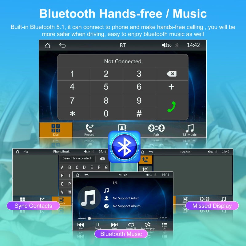 NHOPEEW 7 inch HD Single Din Touchscreen Car Stereo - Carplay and Android Auto, 1 Din Car Radio with Bluetooth, Mirror Link, FM Radio, Steering Wheel Control + Microphone - Image 4