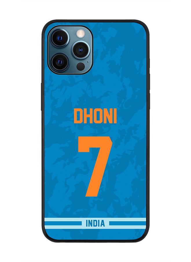 Stylizedd - Rugged Black Edge Case iPhone 12 Pro, Slim fit Soft Case Flexible Rubber Edges Anti Drop TPU Gel Thin Cover - Player Name - MS Dhoni, Jersey Number- 7 - Image 1