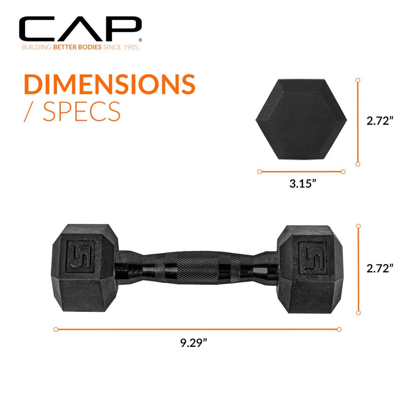 CAP Barbell 5 LB Coated Hex Dumbbell Pair with Black Handle - Image 4