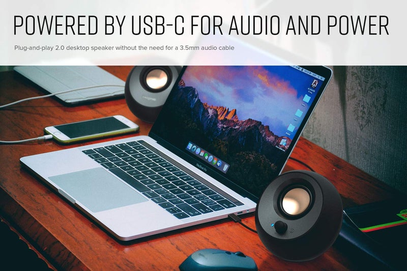 كريتيف مكبرات صوت سطح المكتب كرييتف بيبل V3 بتصميم بسيط 2.0 مع USB-C وصوت USB، تحسين الحوار الواضح، بلوتوث 5.0، 8 واط RMS مع 16 واط طاقة قصوى (أسود) - Image 4