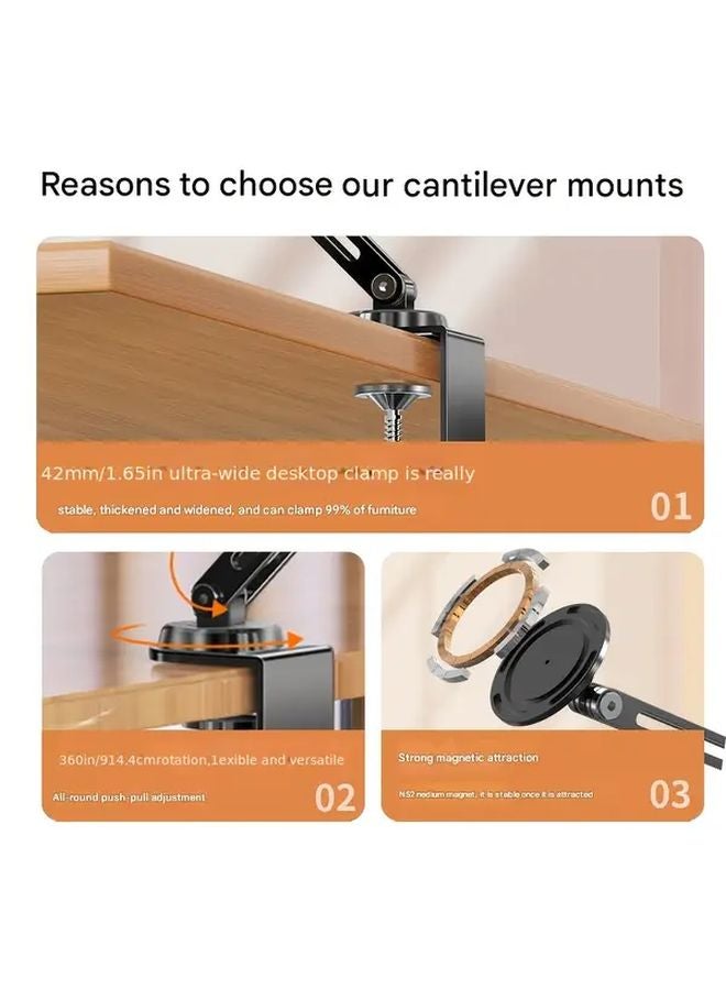 Black 3 Fold iPad Magnetic Plastic Head Universal Folding Phone Tablet Holder Stand - Image 5
