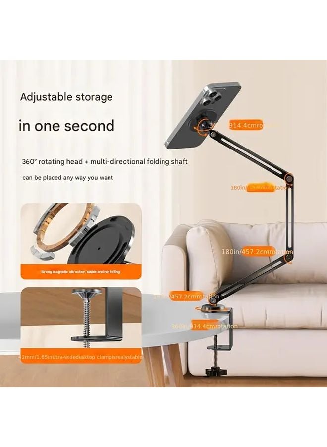 Black 3 Fold iPad Magnetic Plastic Head Universal Folding Phone Tablet Holder Stand - Image 4