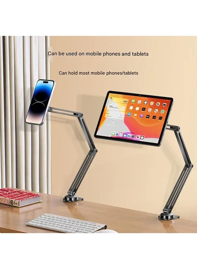 Black 3 Fold iPad Magnetic Plastic Head Universal Folding Phone Tablet Holder Stand - Image 2