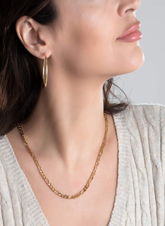 Barzel 18K Gold Plated Figaro Chain Necklace 2MM, 2.5MM, 3MM, 4MM, 4.5MM & 5MM for Women & Men (5MM, 18) - Image 3