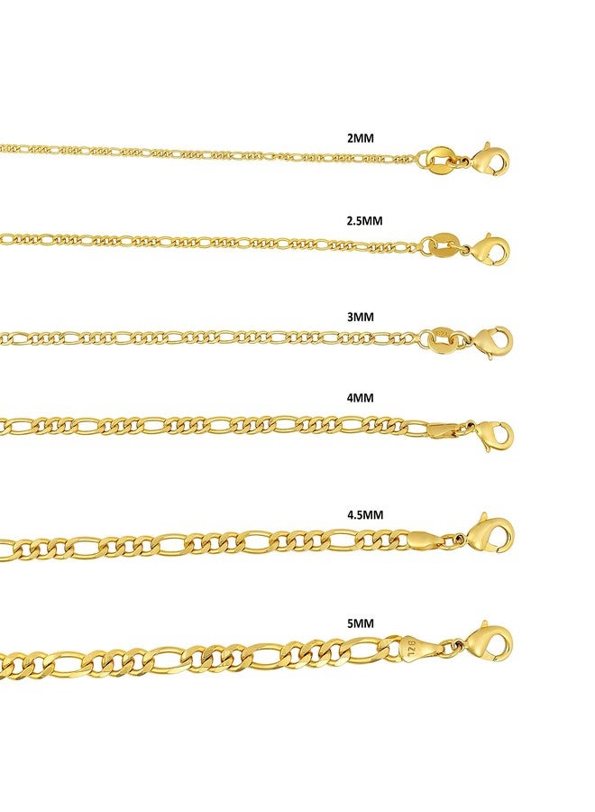 Barzel 18K Gold Plated Figaro Chain Necklace 2MM, 2.5MM, 3MM, 4MM, 4.5MM & 5MM for Women & Men (5MM, 18) - Image 5