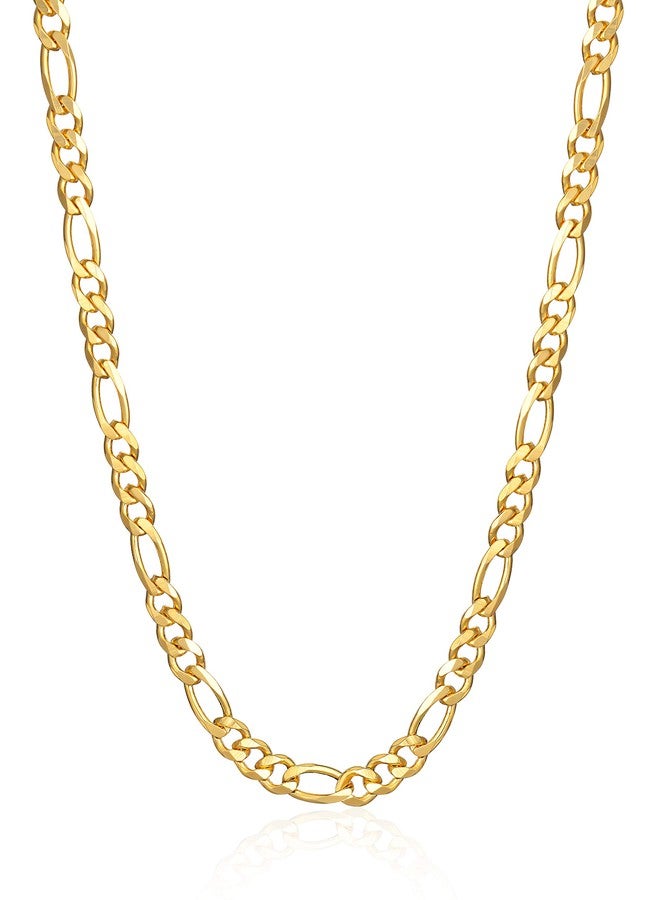 Barzel 18K Gold Plated Figaro Chain Necklace 2MM, 2.5MM, 3MM, 4MM, 4.5MM & 5MM for Women & Men (5MM, 18) - Image 1