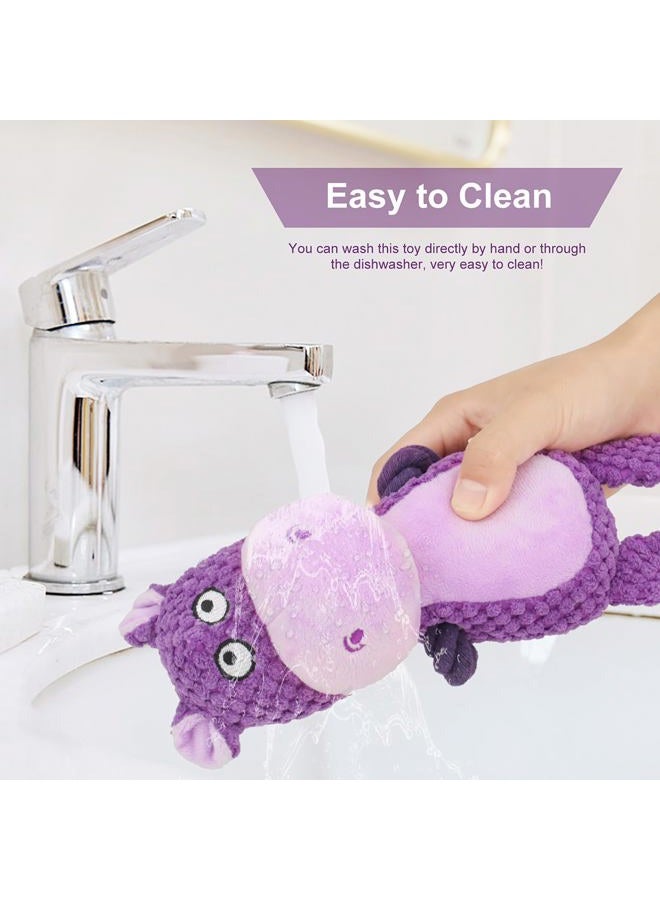 TONYFY Dog Toys, Dog Squeaker Toys with Crinkle Paper, Stuffed Animal Dog Plush Chewing Toy, Cotton Rope Interactive Toys for Puppy, Small, Middle Dogs (Purple Hippo) - Image 5