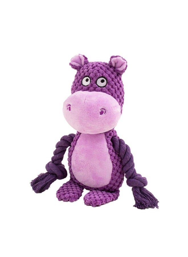 TONYFY Dog Toys, Dog Squeaker Toys with Crinkle Paper, Stuffed Animal Dog Plush Chewing Toy, Cotton Rope Interactive Toys for Puppy, Small, Middle Dogs (Purple Hippo) - Image 1