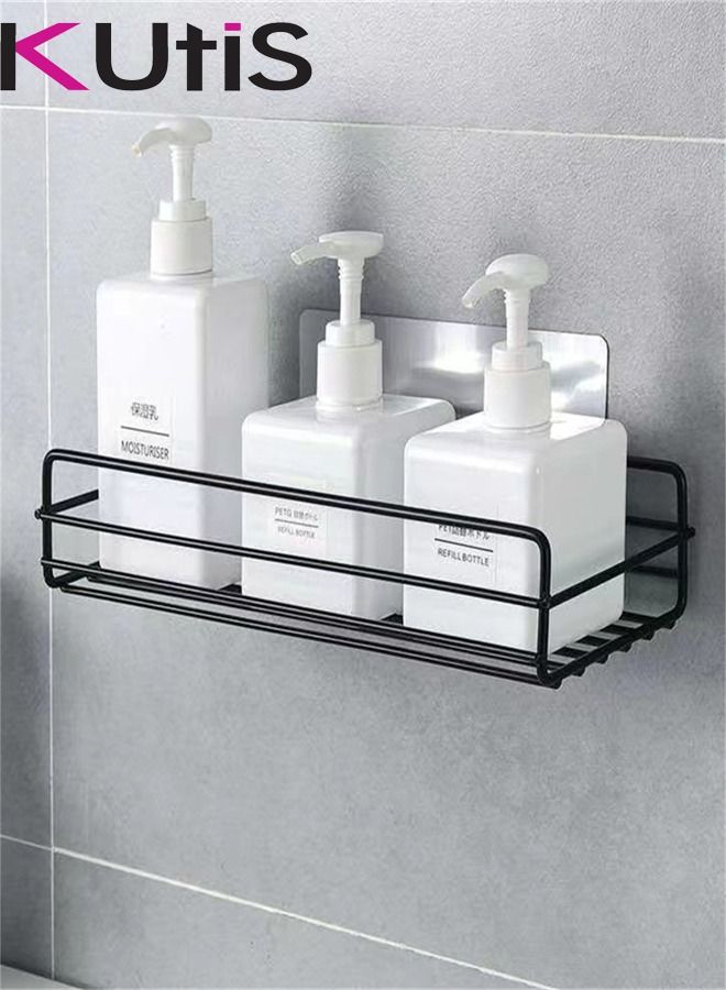 Kutis 1-Piece Bathroom Shelf Shower Shampoo Soap Organizer Wall Mounts Storage Rack Black 27.5x11x5.5 Centimeter - Image 2