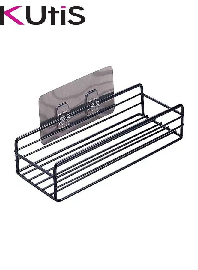 Kutis 1-Piece Bathroom Shelf Shower Shampoo Soap Organizer Wall Mounts Storage Rack Black 27.5x11x5.5 Centimeter - Image 1