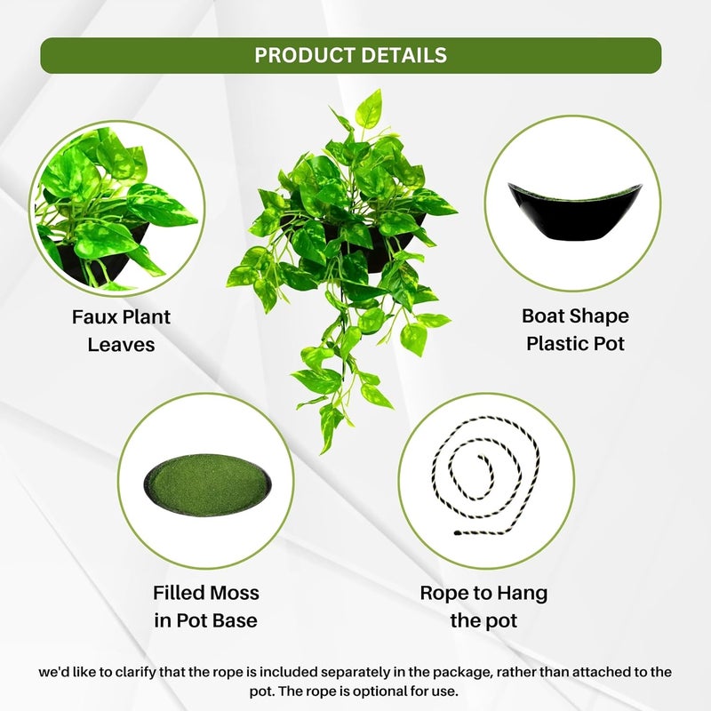 fancymart Elegant Artificial Plant Falling Leaves with Pot for Home & Office Decor – Versatile Potted Plant for Tabletop, Shelves, or Hanging Display - Image 2