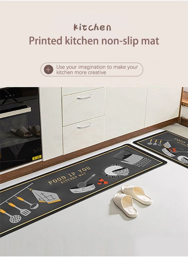 Arabest Kitchen Floor Mat Set, 2 Piece Mat Set, 40*60+40*120 CM Non-slip Waterproof Kitchen Floor Mat Set  - Image 2