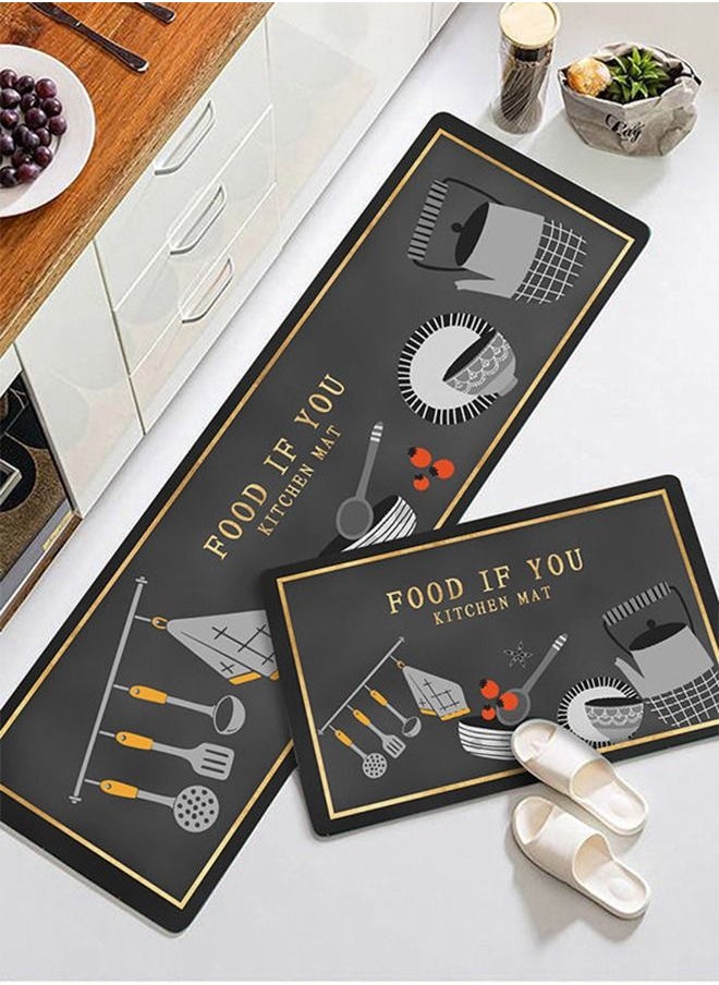 Arabest Kitchen Floor Mat Set, 2 Piece Mat Set, 40*60+40*120 CM Non-slip Waterproof Kitchen Floor Mat Set  - Image 1