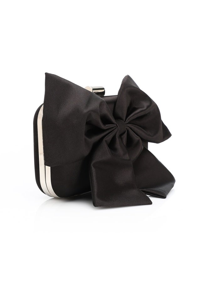 Mr.joe Satin Bow Evening Clutch - Black - Image 2