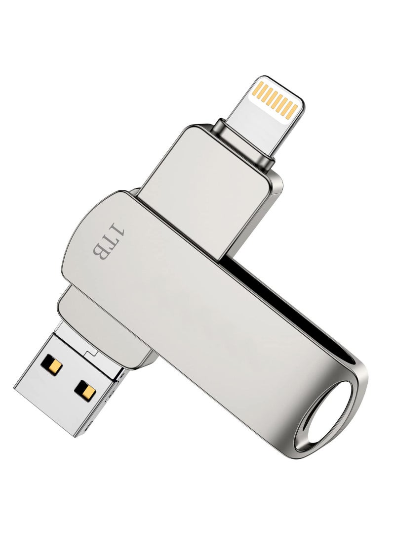 Generic - Flash Drive 1Tb Iphone Photo Stick Usb 3.0 Flash Drive Photo Stick Memory Stick External Storage For Iphone Ipad Android Pc Silver - Image 1