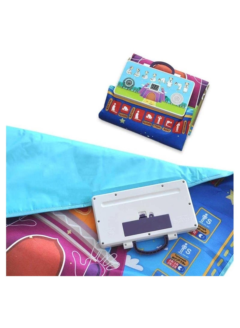 XICEN Prayer Rug for Kids, Smart Electronic Is-lamic Prayer Carpet Mat, Teaching Talking Music Mat with Worship Step Guide for Kids Toddlers (Blue) - Image 4