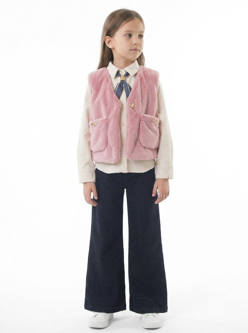 Hamada Tex Girls' three-piece set with scarf, for ages 7 to 14 years, sizes 3953-4953 - Image 2