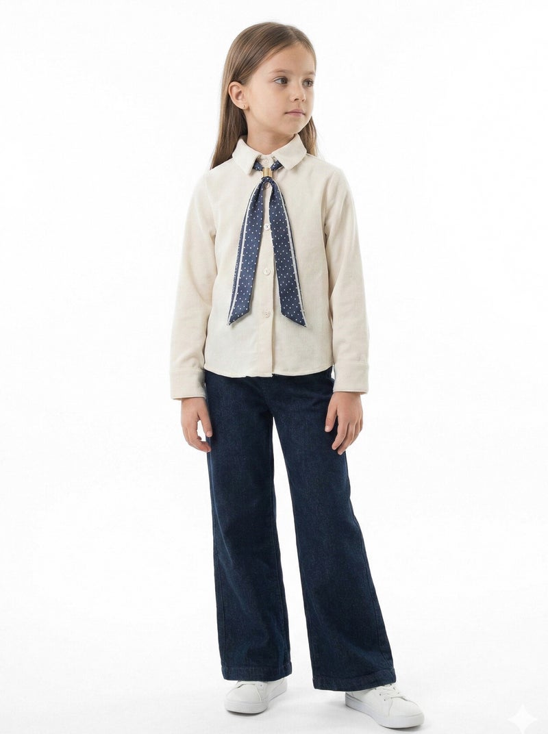 Hamada Tex Girls' three-piece set with scarf, for ages 7 to 14 years, sizes 3953-4953 - Image 4