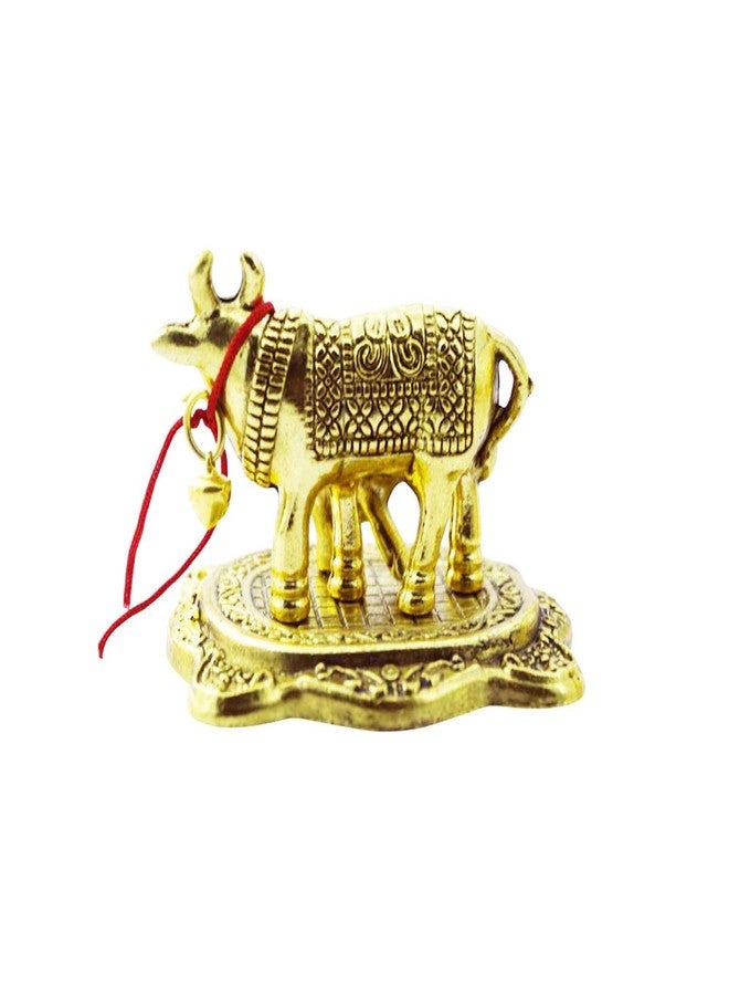 SAI PRASEEDA Decorative Cow & Calf Idol | Gold Finish | Pack of 10 | Metal Kamdhenu Figurine for Pooja, Mandir, Home Decor, Office, Vastu & Return Gifts - Image 2