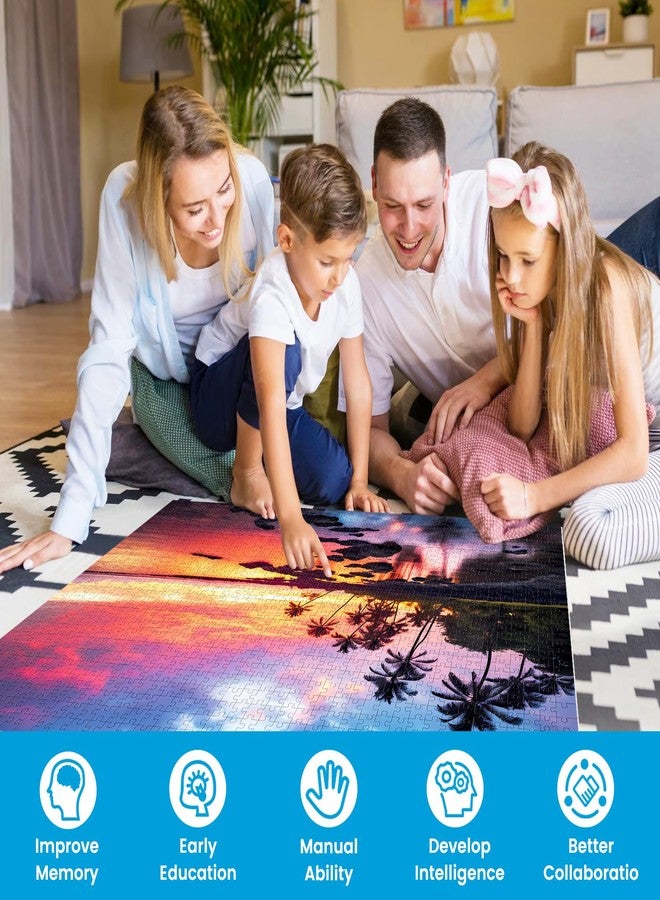 Edsjegn 2 Pack 1000 Piece Puzzles for Adults - Beach, Coconut Tree, Reef Landscape Jigsaw Puzzles - 2000 Pieces Total - Image 3