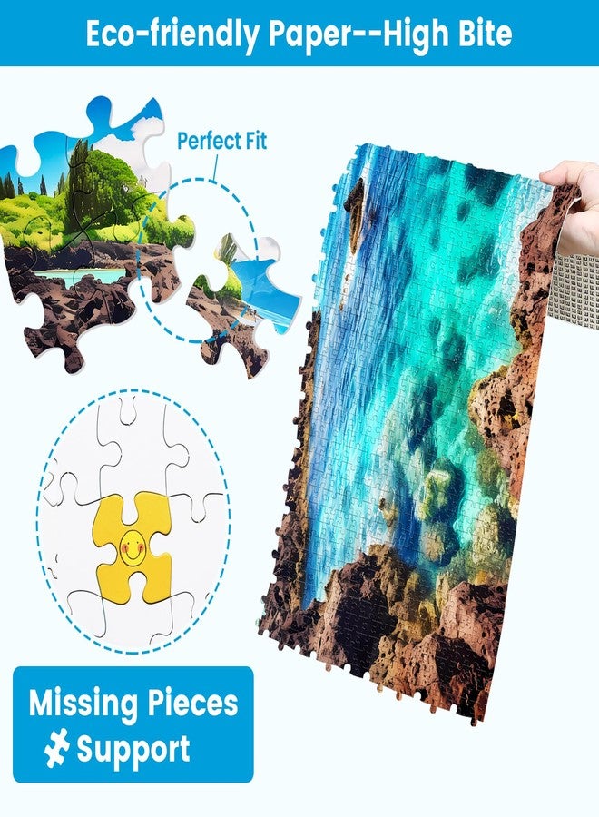 Edsjegn 2 Pack 1000 Piece Puzzles for Adults - Beach, Coconut Tree, Reef Landscape Jigsaw Puzzles - 2000 Pieces Total - Image 5
