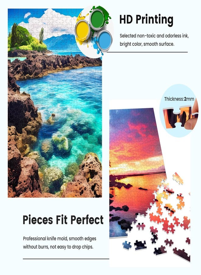 Edsjegn 2 Pack 1000 Piece Puzzles for Adults - Beach, Coconut Tree, Reef Landscape Jigsaw Puzzles - 2000 Pieces Total - Image 4