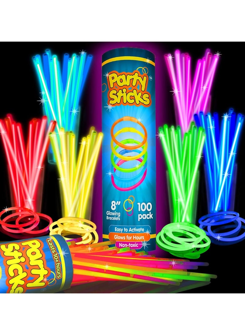 جلو 100 قطعة من العصي المضيئة في الظلام مع 100 موصل 8 بوصة - Image 1