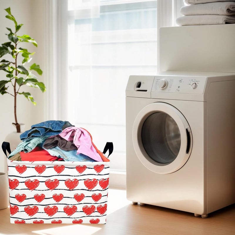 SETAMA Valentine's Day Basket Gift for Empty Cute Heart Large Storage Bin for Kid and Baby Room Décor (Red Love) - Image 3