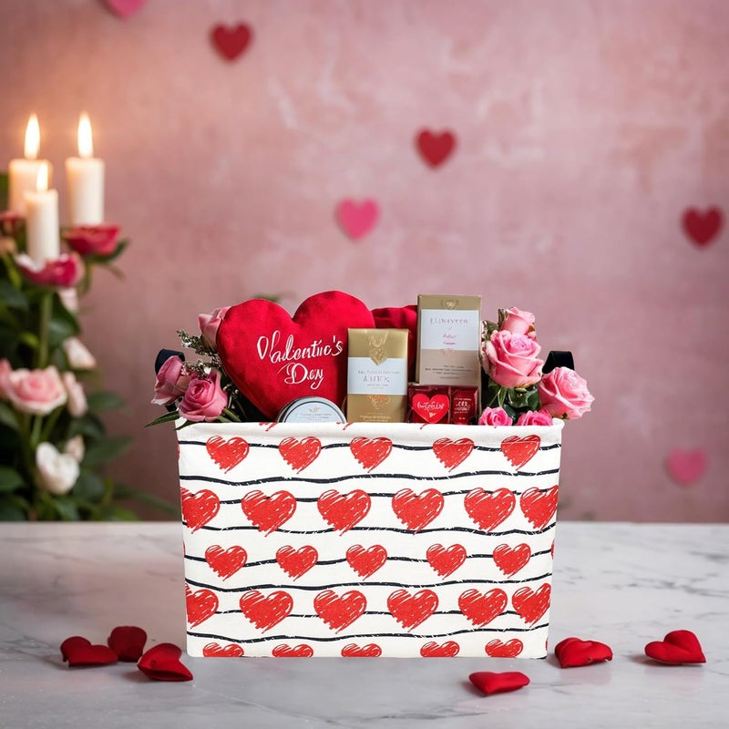 SETAMA Valentine's Day Basket Gift for Empty Cute Heart Large Storage Bin for Kid and Baby Room Décor (Red Love) - Image 2