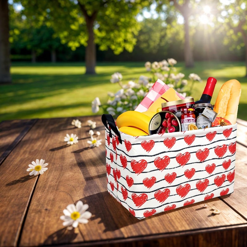 SETAMA Valentine's Day Basket Gift for Empty Cute Heart Large Storage Bin for Kid and Baby Room Décor (Red Love) - Image 4
