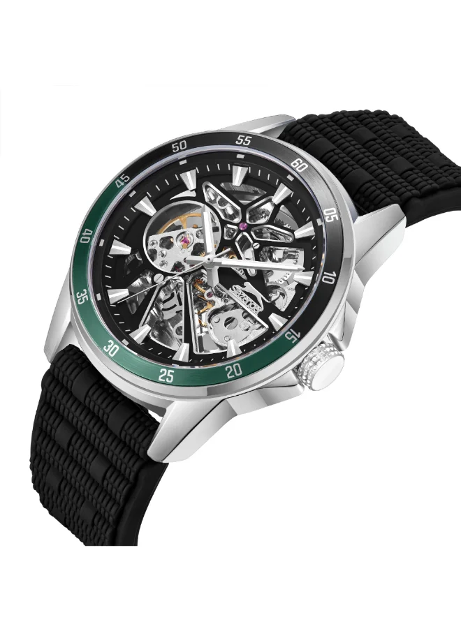 Slazenger Men's Automatic  Display Watch With Black Silicone Strap - SL.9.2412.1.01