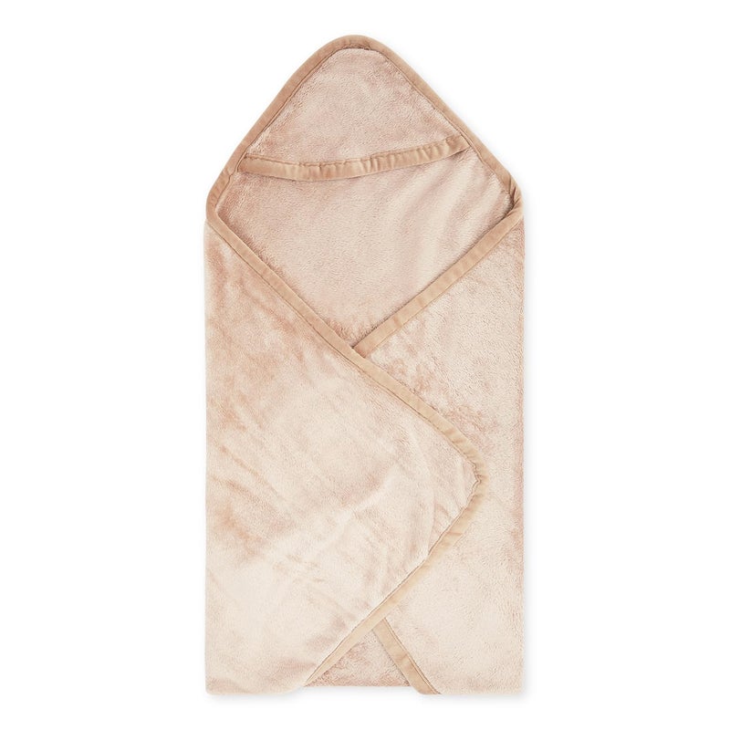 haus kinder Fur Blanket Hooded Blanket for New Born Baby to 6 Months 450 GSM Super Soft Blanket for New Born Baby Warm Blankets for Winter Baby Warm Blanket Plush 75X75 CM Brown 1 Pc