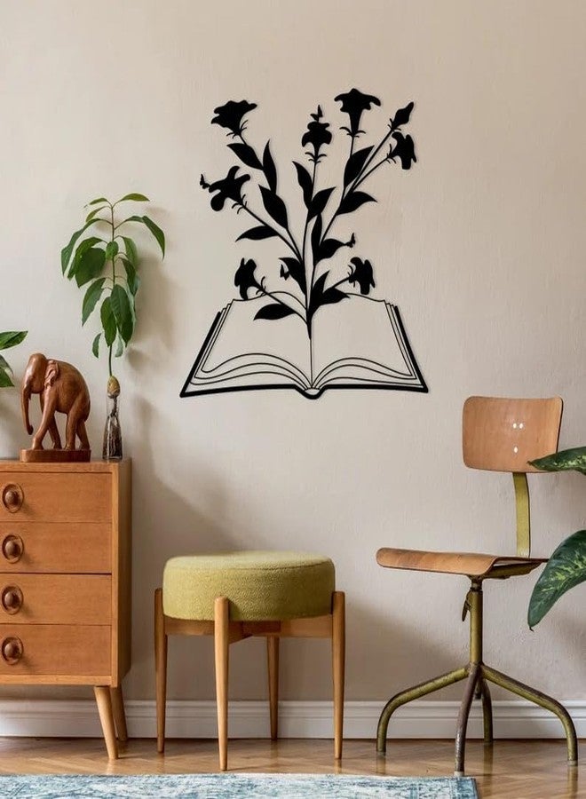 BLIND SHOP Blooming Book Metal Wall Art, Minimalist Line Art, Metal Wall Decor, Metal Wall Art, Wall Hangings, Geometric Wall Art, Metal Decor, Library (55x50x1.5 CM) - Image 3