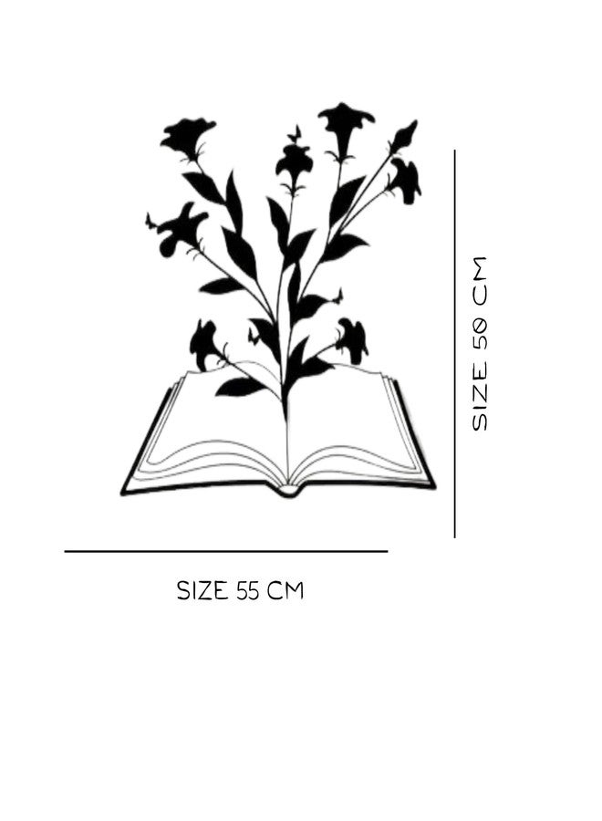 BLIND SHOP Blooming Book Metal Wall Art, Minimalist Line Art, Metal Wall Decor, Metal Wall Art, Wall Hangings, Geometric Wall Art, Metal Decor, Library (55x50x1.5 CM) - Image 2