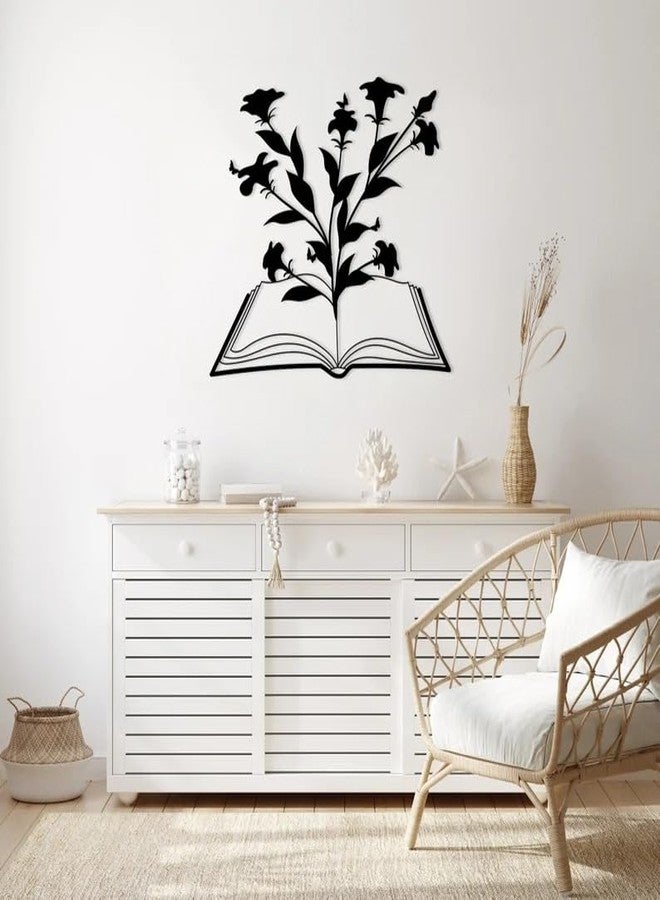 BLIND SHOP Blooming Book Metal Wall Art, Minimalist Line Art, Metal Wall Decor, Metal Wall Art, Wall Hangings, Geometric Wall Art, Metal Decor, Library (55x50x1.5 CM) - Image 1