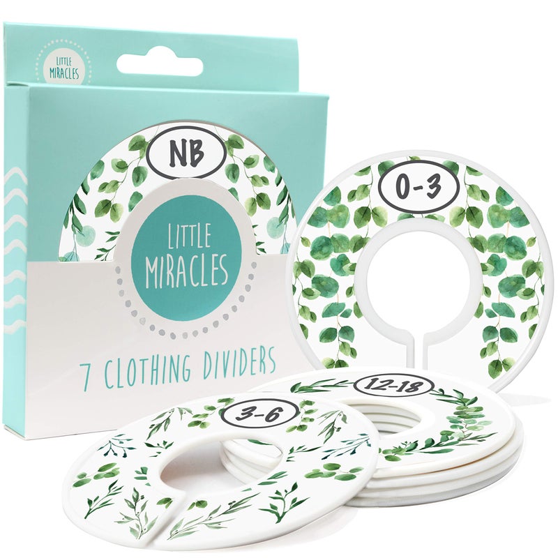 Little Miracles Botanical Nursery Closet Dividers - 7x Size Dividers for Baby Clothes - Eucalyptus Vines Leaf Plant Greenery Decor - Boy or Girl - Image 1