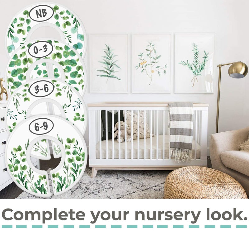 Little Miracles Botanical Nursery Closet Dividers - 7x Size Dividers for Baby Clothes - Eucalyptus Vines Leaf Plant Greenery Decor - Boy or Girl - Image 3