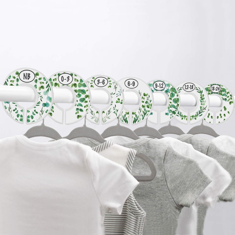 Little Miracles Botanical Nursery Closet Dividers - 7x Size Dividers for Baby Clothes - Eucalyptus Vines Leaf Plant Greenery Decor - Boy or Girl - Image 2