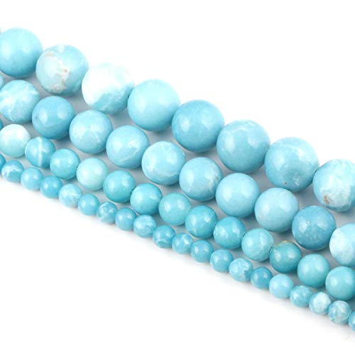 QSLLER Larimar Beads 6 mm Beads Natural Stone Round Loose Beads for Jewelry Making Beads for Br Beautiful Birthday Gift 1 Strand 15" (6 mm, Larimar) - Image 3