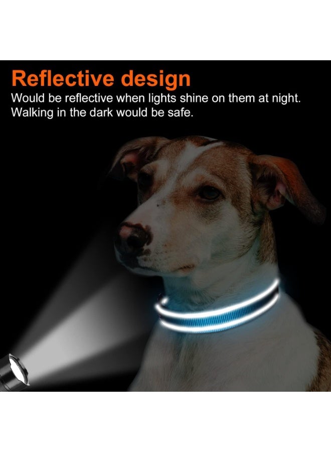 Q TRIPLE A Reflective Dog Collar with Soft Neoprene Padding, Metal D-Ring and Adjustable Length, Premium Nylon Material (Color: Light Blue) - Image 3