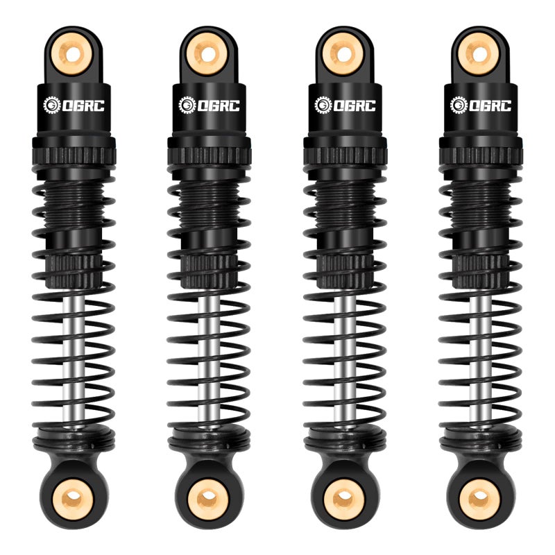 OGUNKE OGRC Shocks Absorber Oil Threaded Damper Aluminum Front & Rear Shocks for Axial SCX24 C10 JLU Deadbolt Gladiator Bronco Upgrade Parts (Black) - Image 1