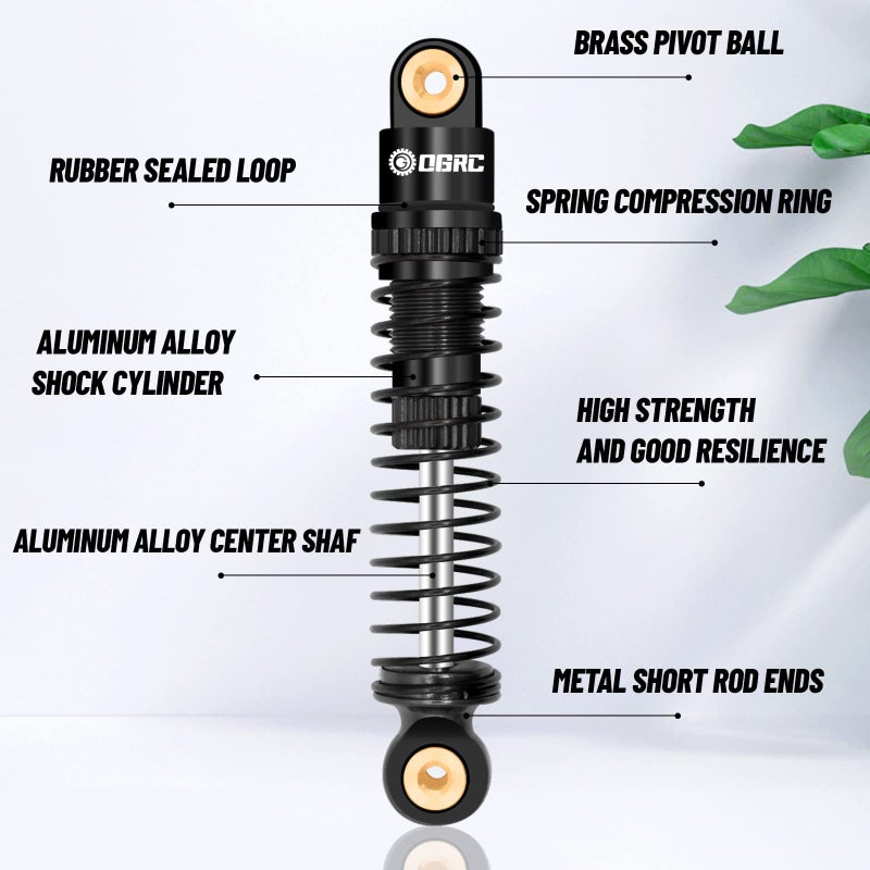 OGUNKE OGRC Shocks Absorber Oil Threaded Damper Aluminum Front & Rear Shocks for Axial SCX24 C10 JLU Deadbolt Gladiator Bronco Upgrade Parts (Black) - Image 5