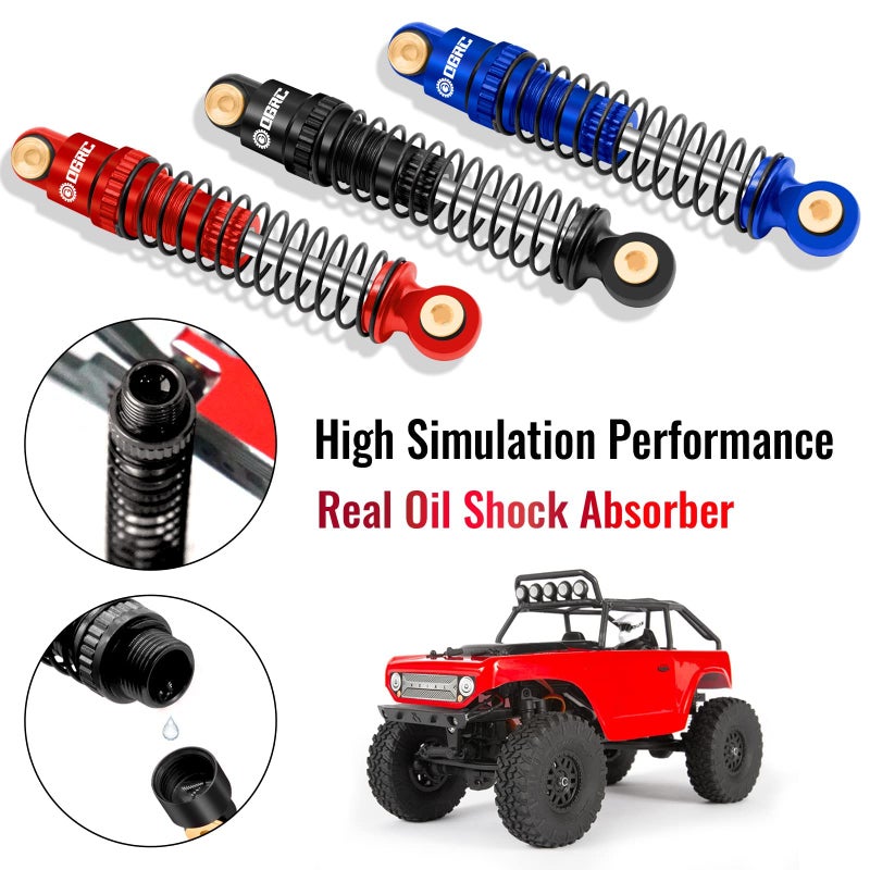 OGUNKE OGRC Shocks Absorber Oil Threaded Damper Aluminum Front & Rear Shocks for Axial SCX24 C10 JLU Deadbolt Gladiator Bronco Upgrade Parts (Black) - Image 4