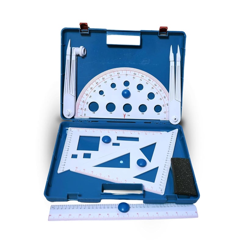 SBT INSTRUMENTS Geometry Box Kit Plastic, Large Size, Mathematics Activity Set for Teaching Purpose Set of 1 - Image 1