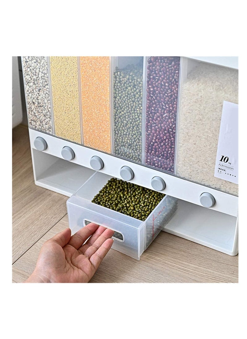 BLOOMING TIME Wall Mounted Large Capacity Moisture Proof Grain Storage, Multi Compartments Storage Box Sealed Grain Container,for Home Kitchen Restaurant Food Dispensers  - Image 5