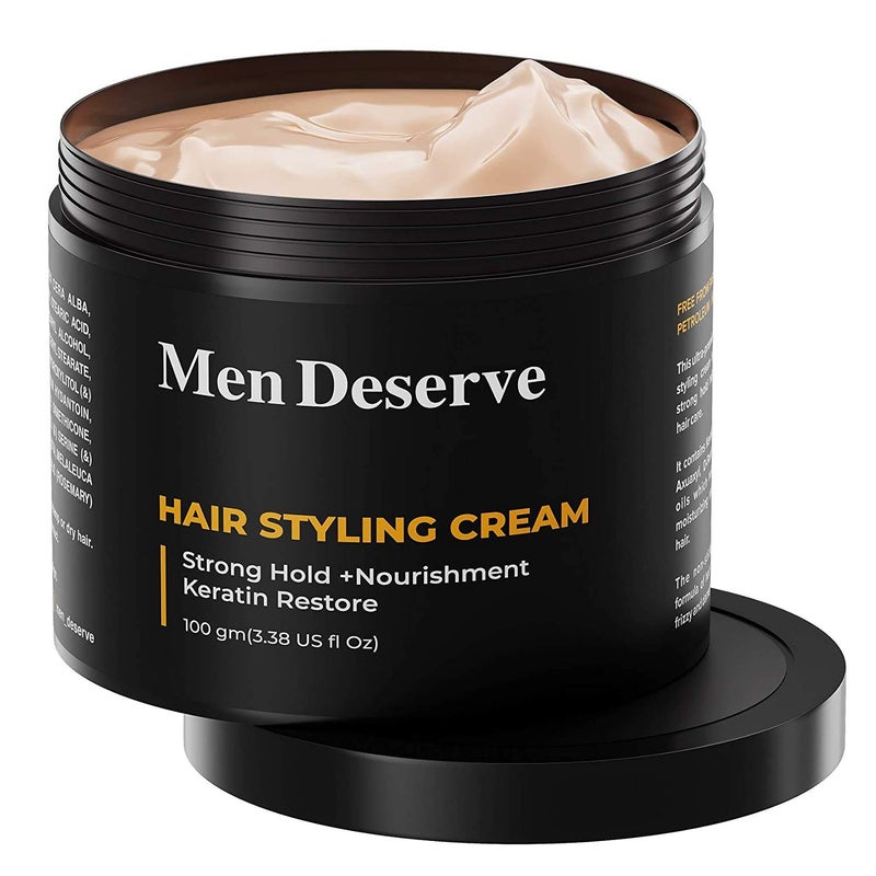 MEN DESERVE مجموعة كريم الشعر اليومي مع كريم تصفيف الشعر ثبات قوي للرجال - Image 3