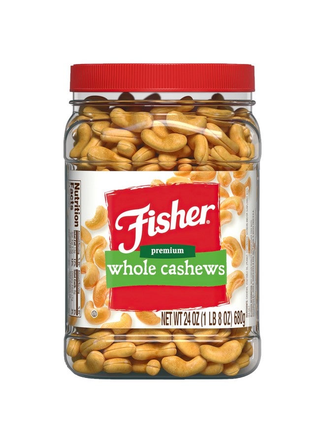 Fisher Snack Premium Whole Cashews, 24 Ounces, Roasted with Sea Salt, No Artificial Colors or Flavors, 100% Recyclable - Image 1