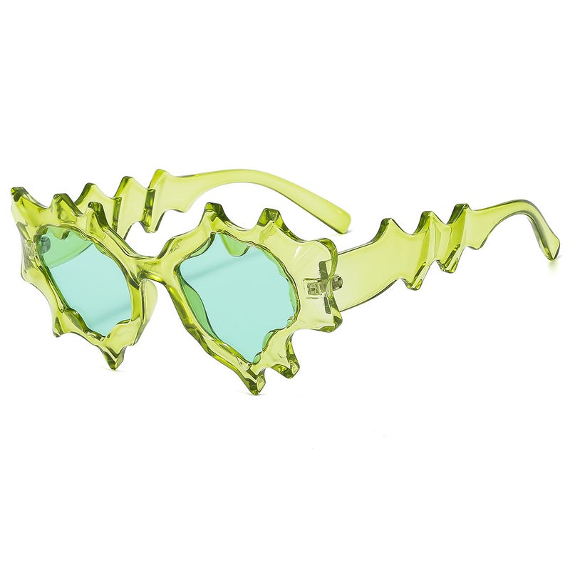 Generic 2024 Futuristic Irregular Y2K Sunglasses Unisex green frame green sheet
