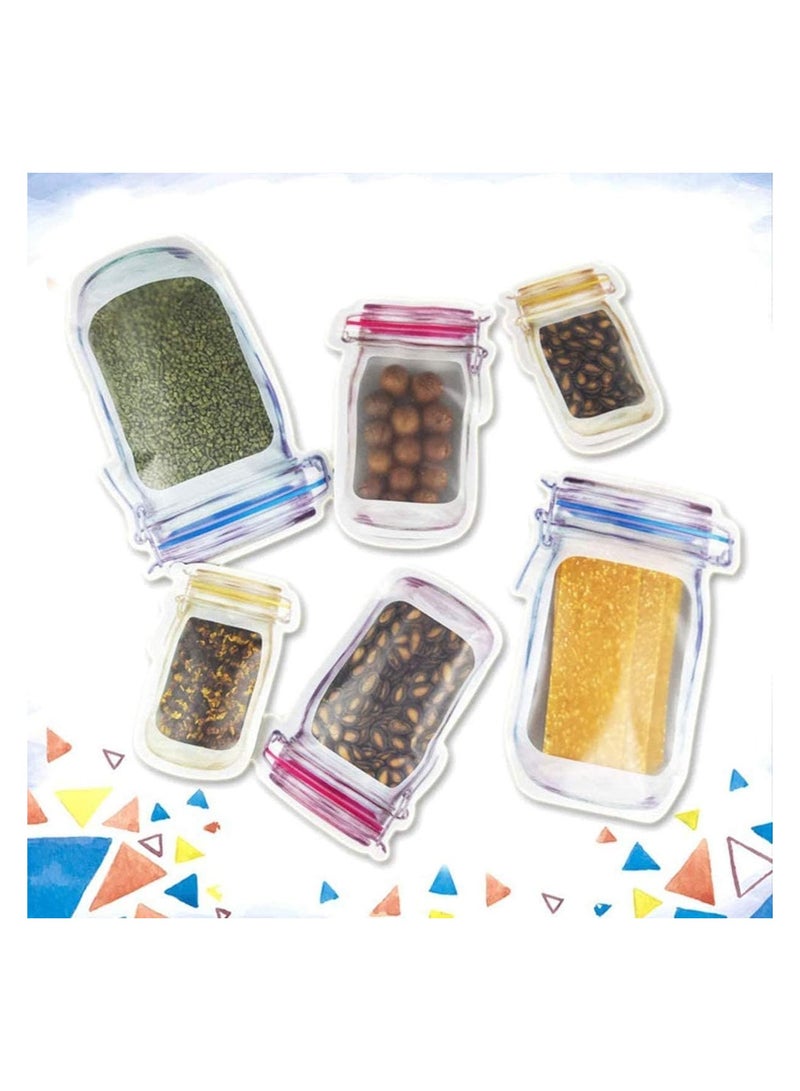 Bukela Mason Jar Zipper Bags, Food Storage Snack Sandwich Zipper Bags, Reusable Airtight Seal Food Storage Bags, Leak-Proof Food Saver Bags for Travel Camping and Kids - 3 Colors, 20 Pack  - Image 2